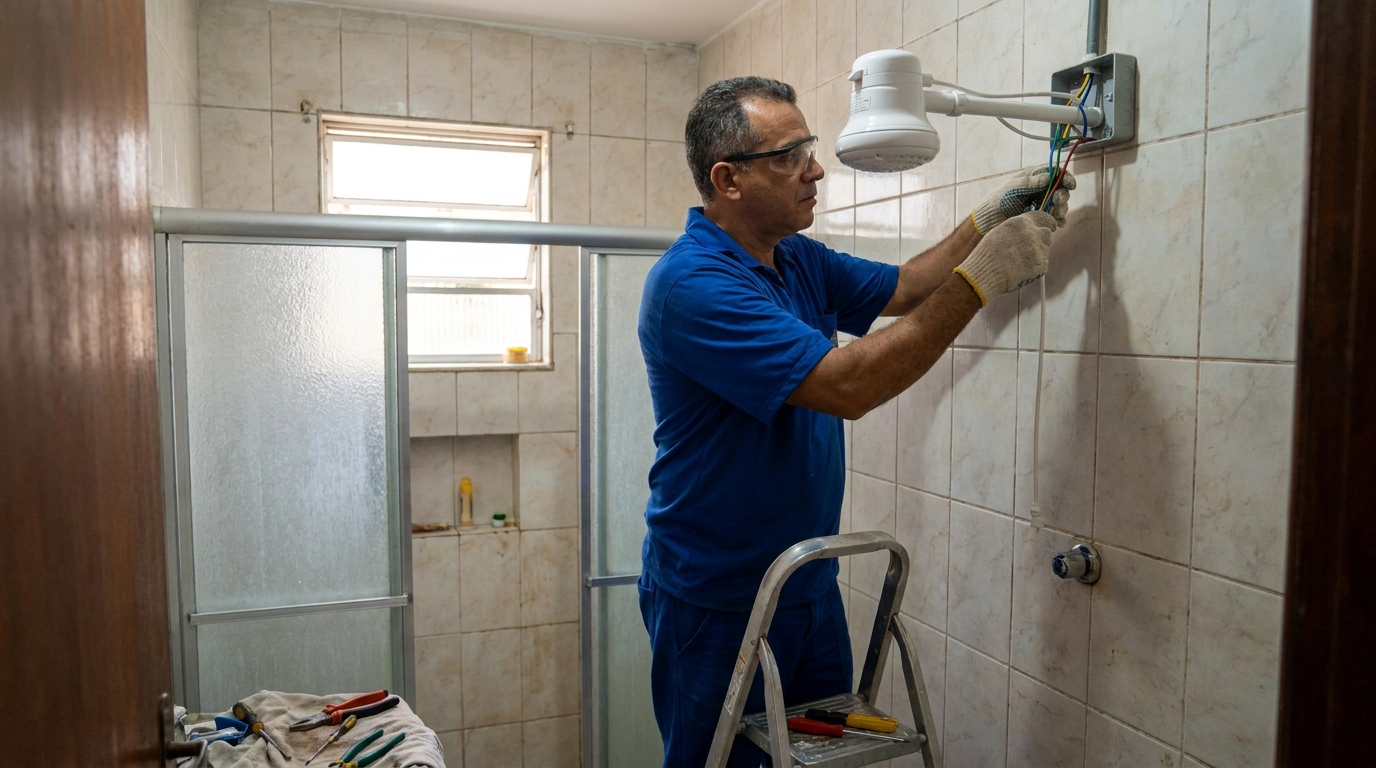 Substituição de Chuveiro Antigo em Bauru‑SP